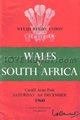 Wales v South Africa 1960 rugby  Programme